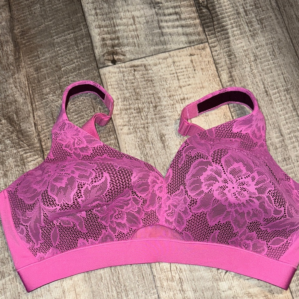 Cacique Vibrant Pink Lace Bra- size 38D